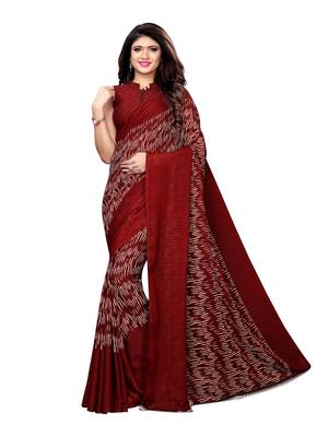 Maroon Printed Georgette Saree With Blouse 2