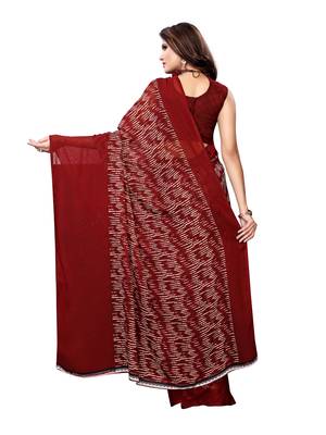 Maroon Printed Georgette Saree With Blouse 3