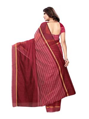 Maroon Woven Cotton Silk Saree With Blouse 3