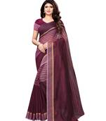 Purple Woven Cotton Silk Saree With Blouse