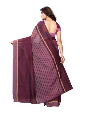 Purple Woven Cotton Silk Saree With Blouse 3