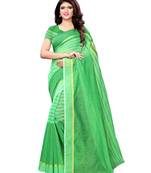 Green Woven Cotton Silk Saree With Blouse