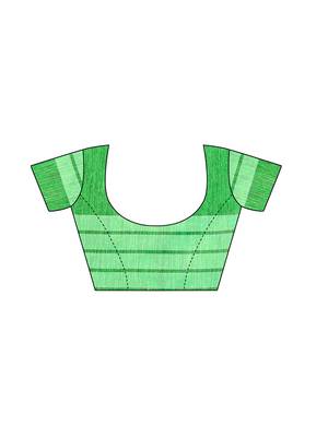 Green Woven Cotton Silk Saree With Blouse 4