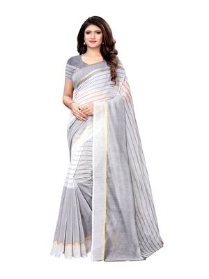 Off White Woven Cotton Silk Saree With Blouse 1