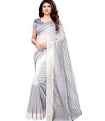 Off White Woven Cotton Silk Saree With Blouse