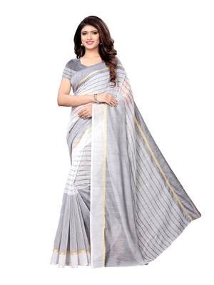 Off White Woven Cotton Silk Saree With Blouse 2