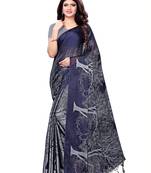 Grey Printed Shimmer Saree With Blouse