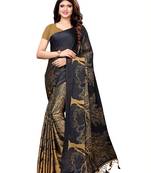 Beige Printed Shimmer Saree With Blouse