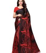 Maroon printed shimmer saree with blouse