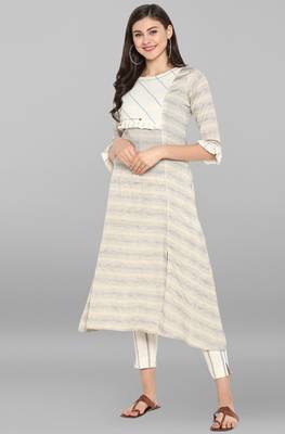 Janasya Multicolor printed cotton kurta sets 1