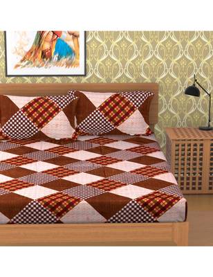 Emart 100% Cotton 104 TC Double Bedsheet with 2 Pillow Cover 1