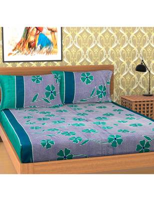 Emart 100% Cotton 104 TC Double Bedsheet with 2 Pillow Cover 1