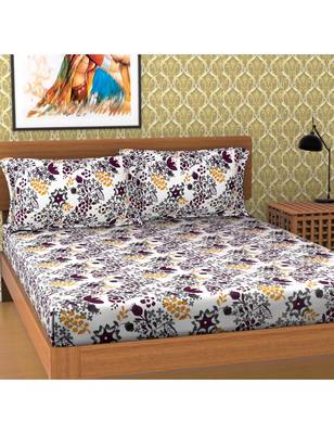 Emart 100% Cotton 104 TC Double Bedsheet with 2 Pillow Cover 1