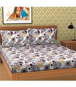 Emart 100% Cotton 104 TC Double Bedsheet with 2 Pillow Cover