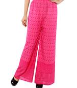 Pink Chikankari Embroidery Cotton Palazzo (Free Size)