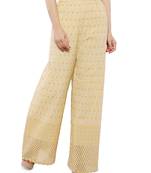 Cream Chikankari Embroidery Cotton Palazzo (Free Size)
