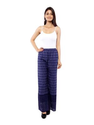 Navy Blue Chikankari Embroidery Cotton Palazzo (Free Size) 5