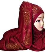 Maroon Plain Cotton Hijab