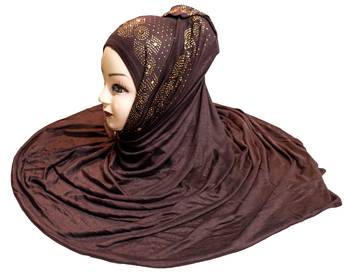 Coffee Plain Cotton Hijab 3