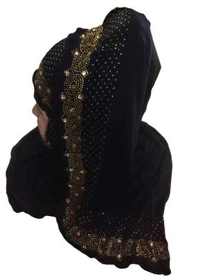 Black Plain Cotton Hijab 1