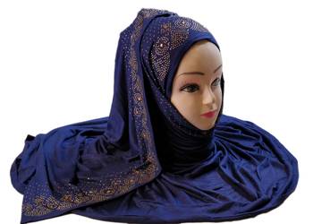 Dark Blue Plain Cotton Hijab 1