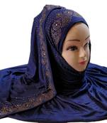 Dark Blue Plain Cotton Hijab