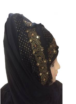 Black Plain Cotton Hijab 2