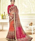 Multicolor Abstract Print Chanderi Silk Saree With Blouse