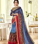 Multicolor Abstract Print Chanderi Silk Saree With Blouse