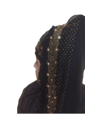 Black Plain Cotton Hijab 4