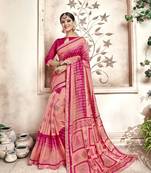 Pink Abstract Print Cotton Silk Saree With Blouse
