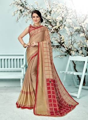 Multicolor Abstract Print Silk Saree With Blouse 1