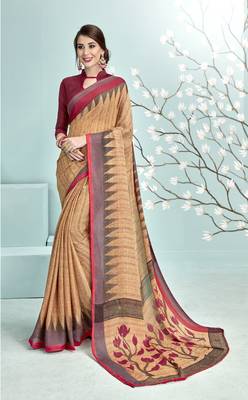 Multicolor Abstract Print Silk Saree With Blouse 1