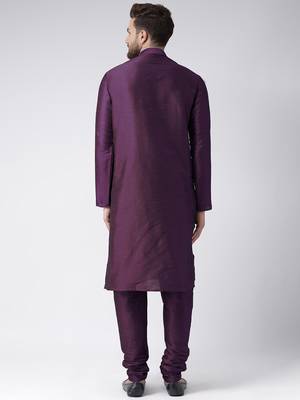 Purple Plain Silk Blend Kurta Pajama 3