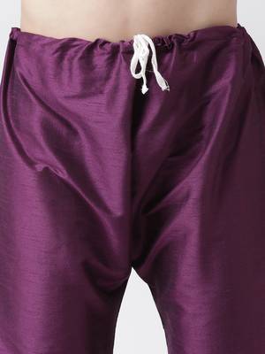 Purple Plain Silk Blend Kurta Pajama 5