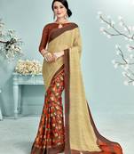 Multicolor Abstract Print Silk Saree With Blouse