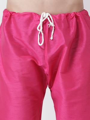 Pink Plain Silk Blend Kurta Pajama 5