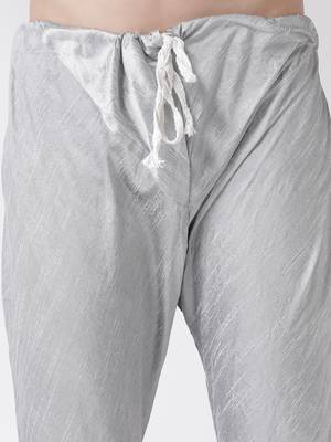 Grey Plain Silk Blend Kurta Pajama 5