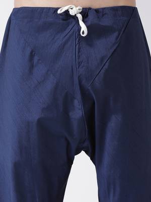 Blue Plain Silk Blend Kurta Pajama 5
