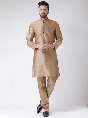 Brown Plain Silk Blend Kurta Pajama 1