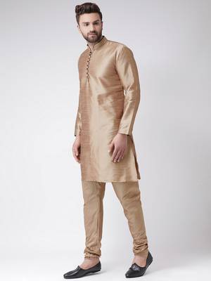 Brown Plain Silk Blend Kurta Pajama 2