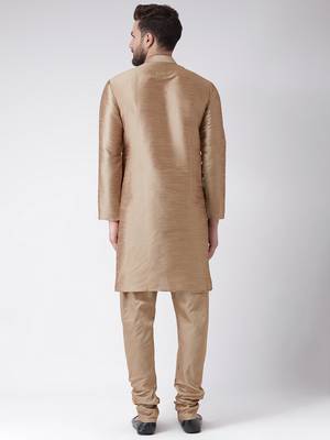 Brown Plain Silk Blend Kurta Pajama 3