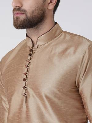 Brown Plain Silk Blend Kurta Pajama 4