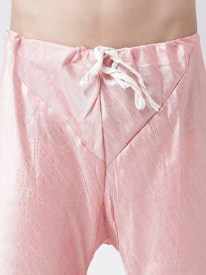 Pink Plain Silk Blend Kurta Pajama 5