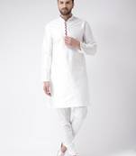White Plain Silk Blend Kurta Pajama