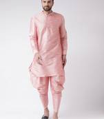 Pink plain silk blend kurta pajama