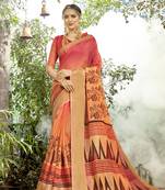 Multicolor Abstract Print Chanderi Silk Saree With Blouse