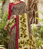 Multicolor Abstract Print Cotton  Saree With Blouse