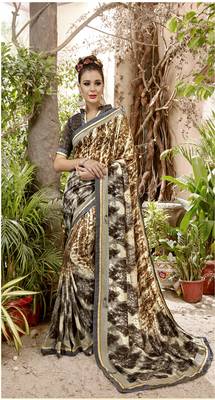 Multicolor Abstract Print Cotton  Saree With Blouse 1
