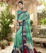 Multicolor Abstract Print Cotton  Saree With Blouse